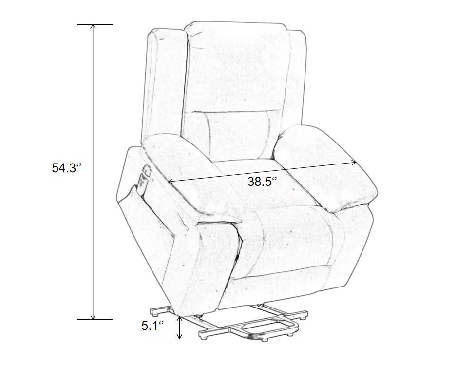 Electric Power Recliner Chair With Massage For Elderly ,Remote Control Multi Function Lifting, Timing, Cushion Heating Chair With Side Pocket Beige Beige Power Push Button Metal Primary Living Space Soft American Design Cat Scratch Fabric