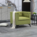 Accent Chair Living Room Chairs Single Sofa Chair,Arm Chairs With Linen Fabric, Mid Century Accent Arm Chairs Comfy Reading Lounge Club Armchair For Bedroom Office Study Green Metal