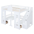 Full Over Full Bunk Bed With Changeable Table, Bunk Bed Turn Into Upper Bed And Down Desk White Full White Solid Wood