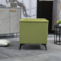 Accent Chair Living Room Chairs Single Sofa Chair,Arm Chairs With Linen Fabric, Mid Century Accent Arm Chairs Comfy Reading Lounge Club Armchair For Bedroom Office Study Green Metal