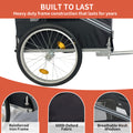 Outdoor Heavy Duty Foldable Utility Pet Stroller Dog Carriers Bicycle Trailer Black Gray Fabric Steel
