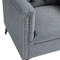 Accent Chair Living Room Chairs Single Sofa Chair,Arm Chairs With Linen Fabric, Mid Century Accent Arm Chairs Comfy Reading Lounge Club Armchair For Bedroom Office Study Gray Metal