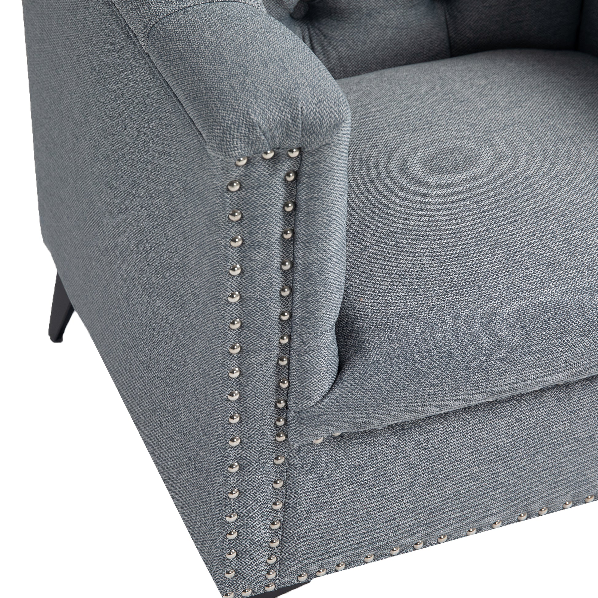 Accent Chair Living Room Chairs Single Sofa Chair,Arm Chairs With Linen Fabric, Mid Century Accent Arm Chairs Comfy Reading Lounge Club Armchair For Bedroom Office Study Gray Metal