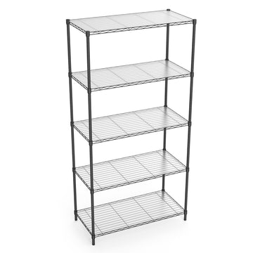 5 Tier Shelf Wire Shelving Unit 5T 1636 B Lkj, 72H Black Iron Plastic