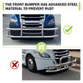 Front Bumper Deer Guard For Freightliner Cascadia 2018 2022 With Bracket G04018 Silver Stainless Steel