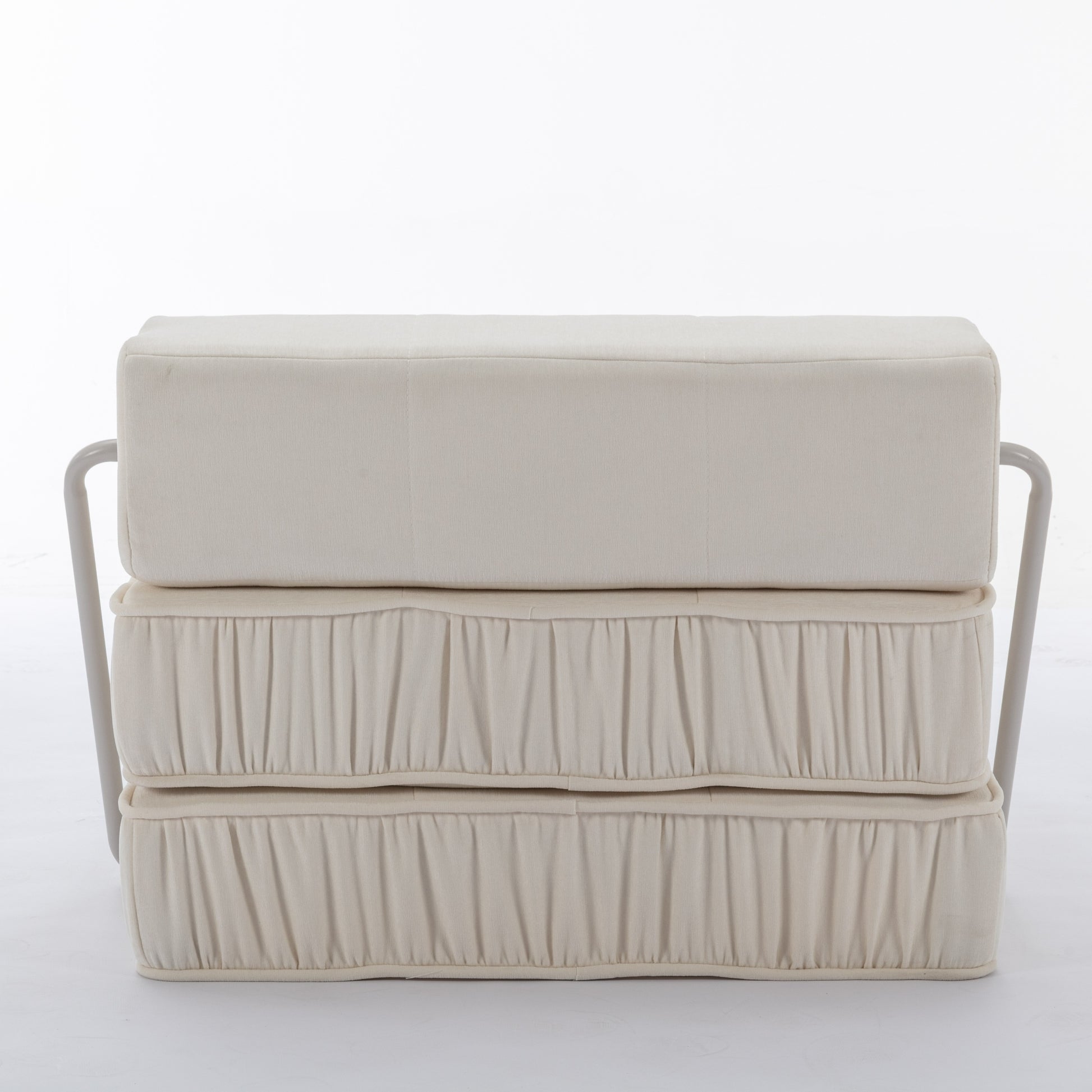 Folding Sofa Bed, Futon Sleeper Chair, Convertible Chair Floor Couch & Sleeping Mattress For Living Room, Guest Room, Home Office, Apartment, Small Space, Bed, Removable Back Cushion, White, 1 Seat White Chenille Primary Living Space Soft Pillow Back