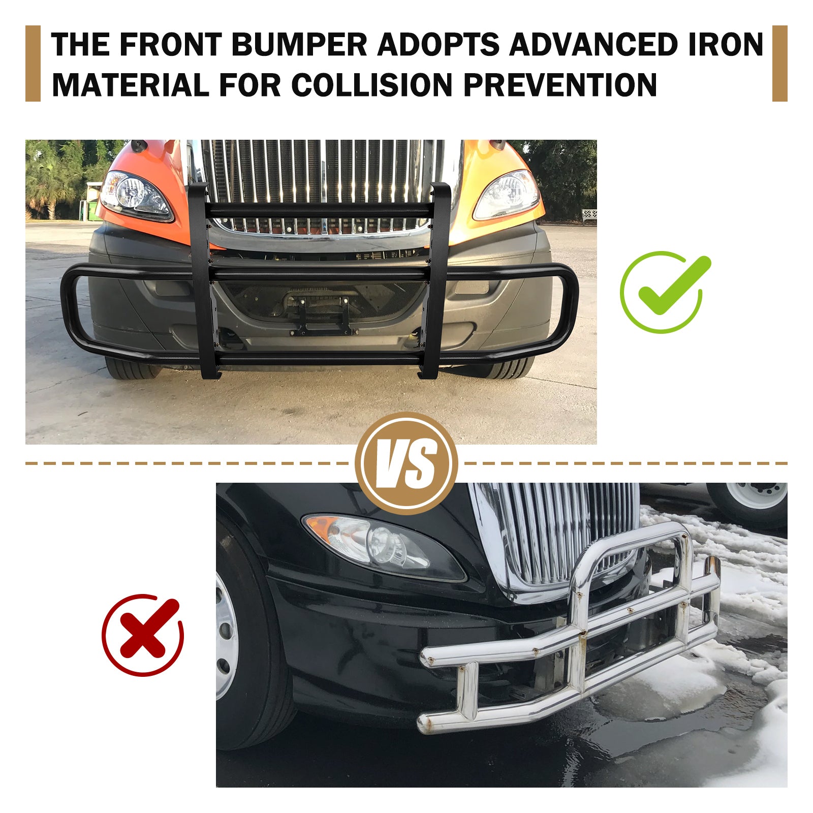 Black Lron Integrated Deer Guard For International Prostar 2008 2016 With Brackets Black Iron