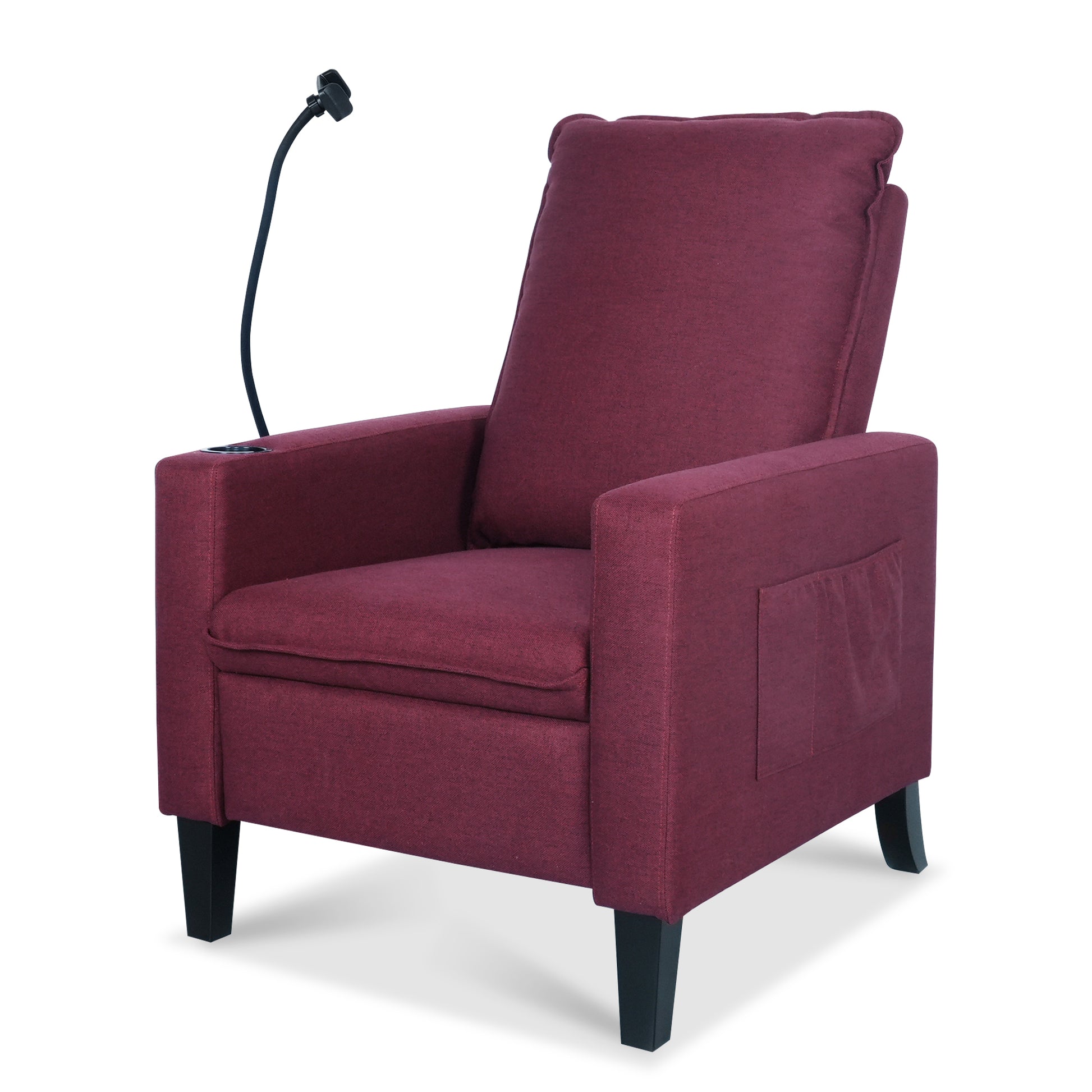 Recliner Chairs For Adults, Adjustable Recliner Sofa With Mobile Phone Holder & Cup Holder, Modern Reclining Chairs Fabric Push Back Recliner Chairs For Living Room, Bedroom, Red Red Foam Polyester