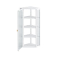 Glass Door Wall Mounted Corner Cabinet With Featuring Four Tier Storage For Bedroom, Living Room, Bathroom, Kitchen, White White Metal