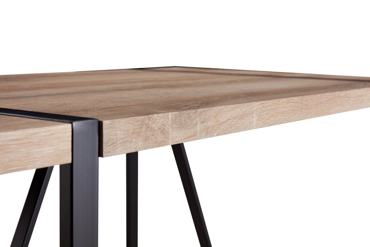 55"Rustic Industrial Rectangular Mdf Wood Colour Dining Table For 4 6 Person, With 1.5" Thick Engineered Wood Tabletop And Black Metal Legs, For Writing Deskkitchen Terrace Dining Living Room Wood Kitchen Mdf