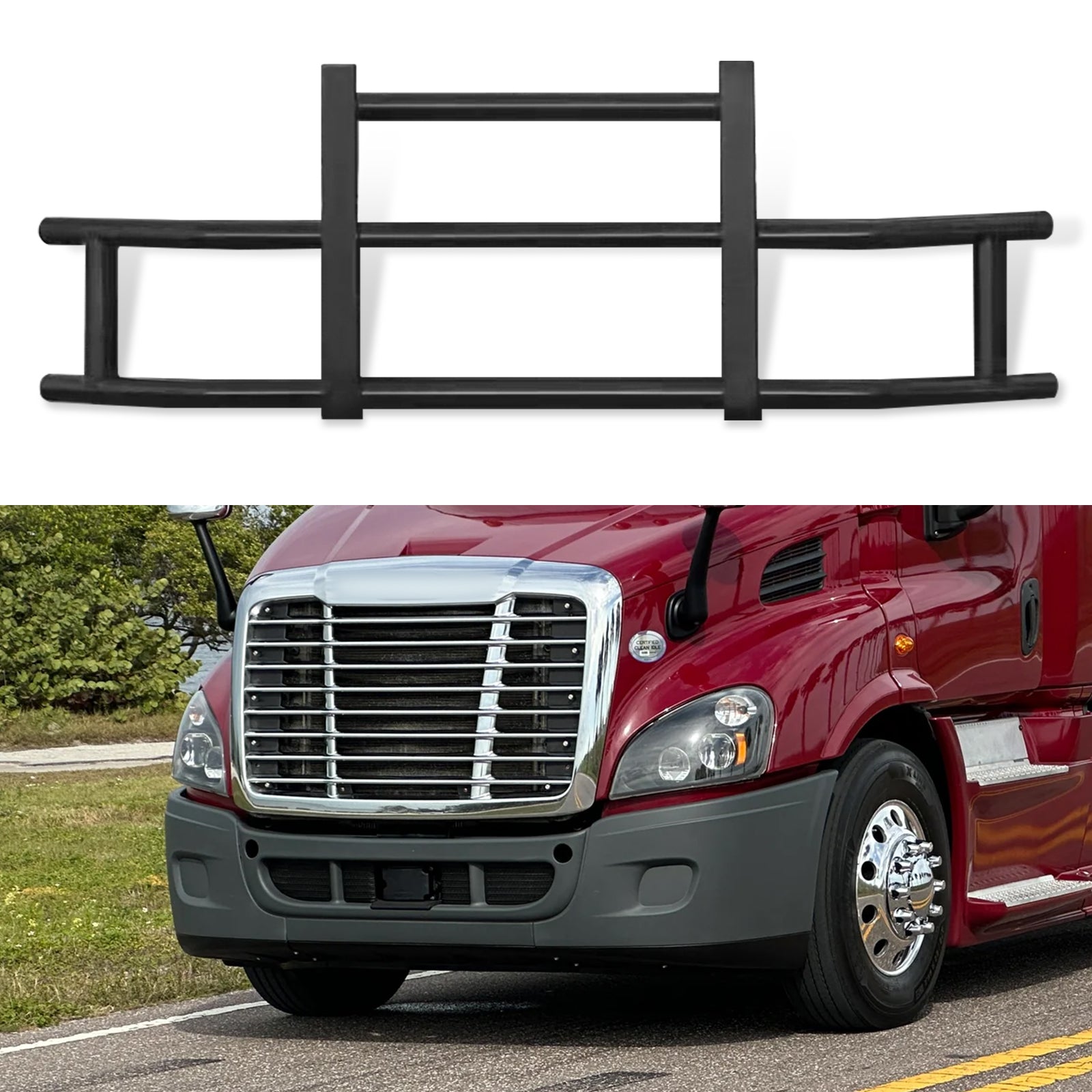 Front Bumper Deer Guard For Freightliner Cascadia 2008 2017 With Bracket Black Iron