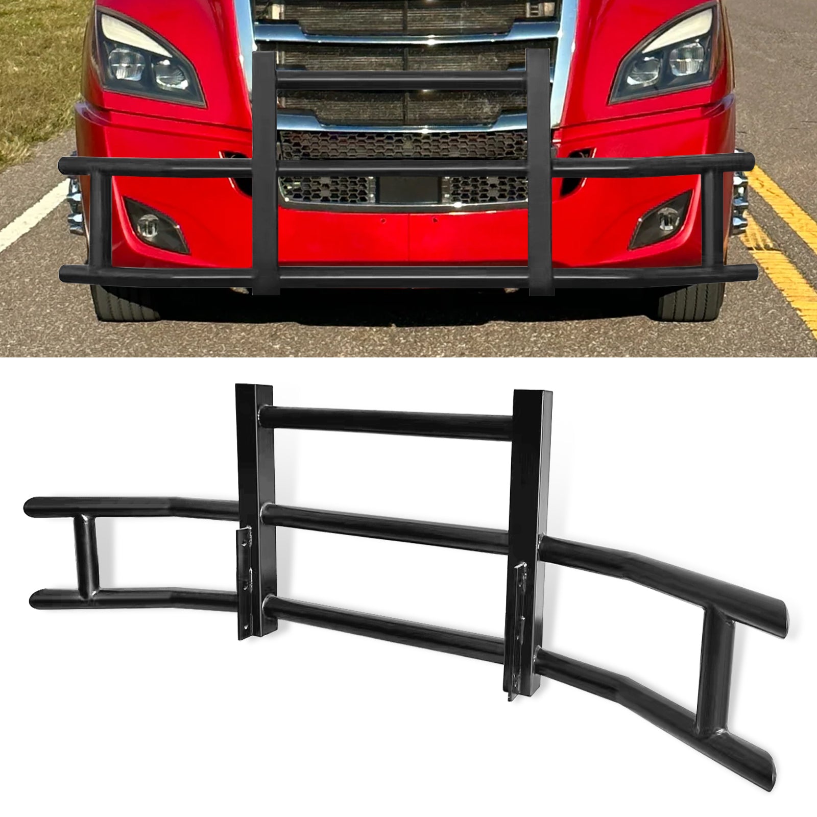 Front Bumper Deer Guard For Freightliner Cascadia 2018 2022 With Bracket Black Iron