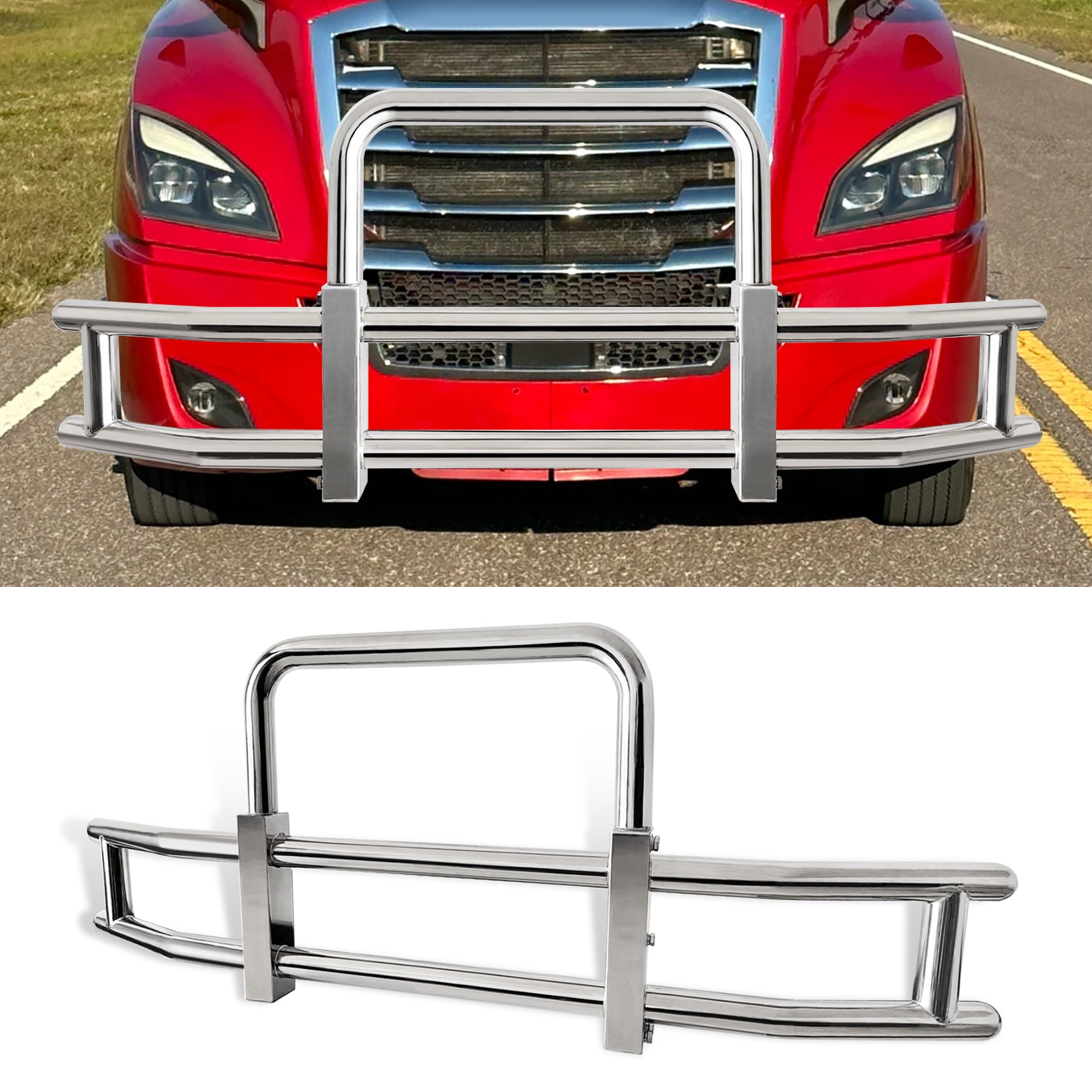 Deer Guard For Freightliner Cascadia 2018 2022 With Brackets Stainless Steel Chrome Stainless Steel