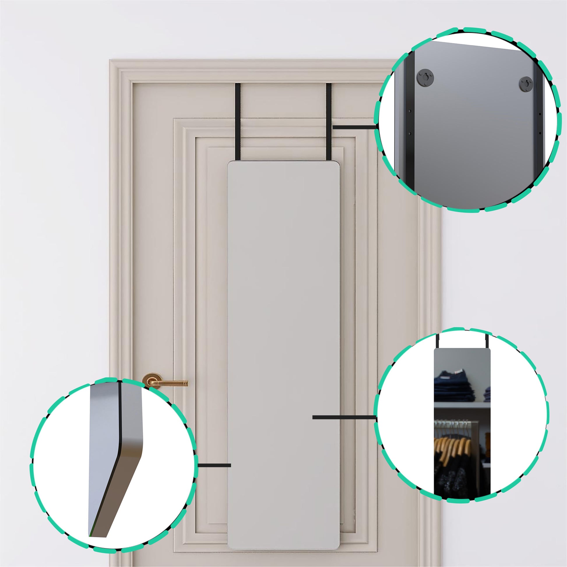 Wall Mount Mirror Set Of 2.Mdf Mirror Wall Mount At Horizontal & Vertical Hanging White Mdf