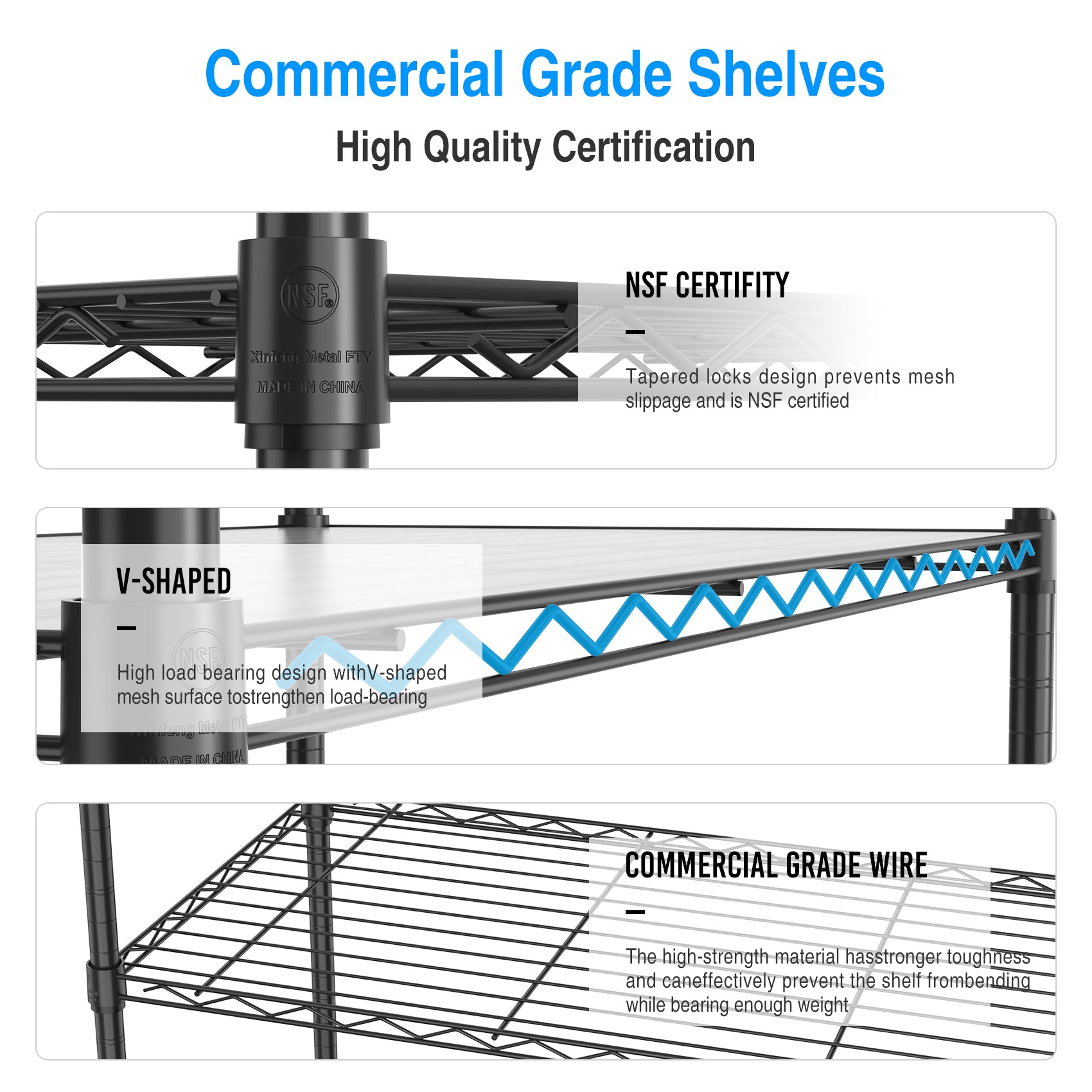 5 Tier Shelf Wire Shelving Unit 5T 1636 B Lkj, 72H Black Iron Plastic