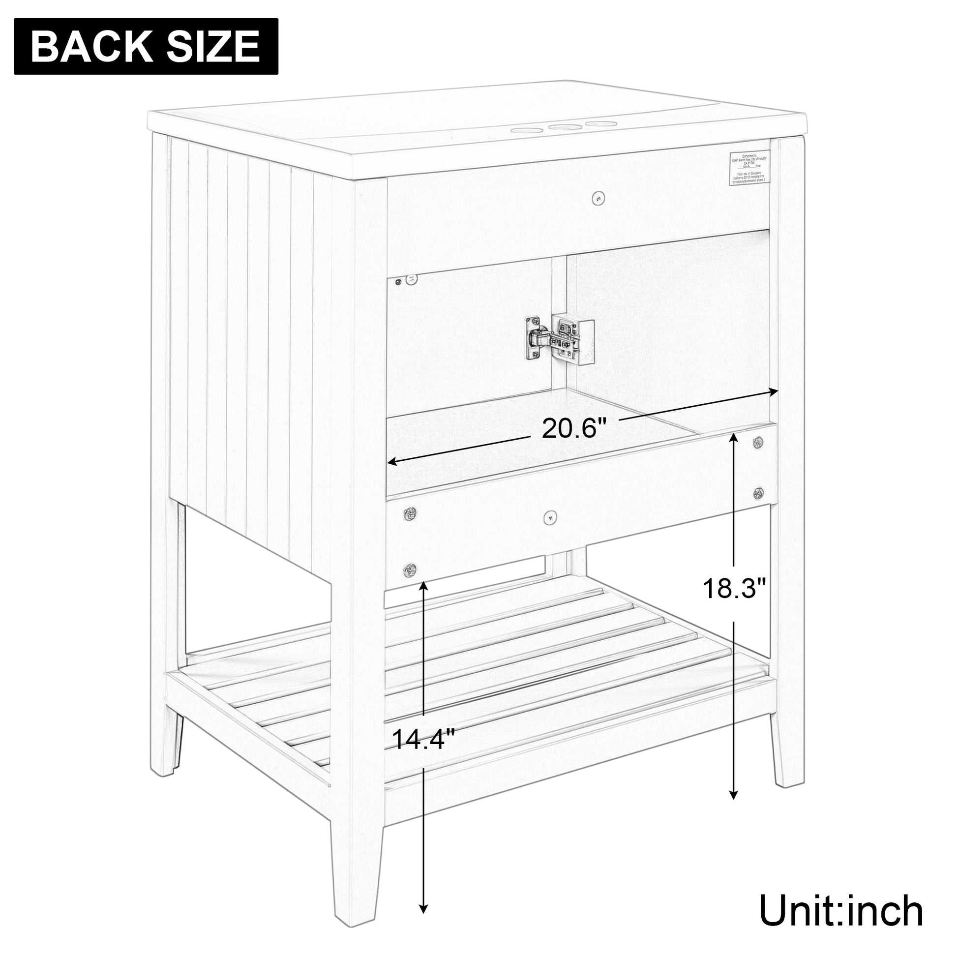 24" Bathroom Vanity Base Only, Soild Wood Frame, Bathroom Storage Cabinet With Doors And Open Shelf, White White Solid Wood Mdf