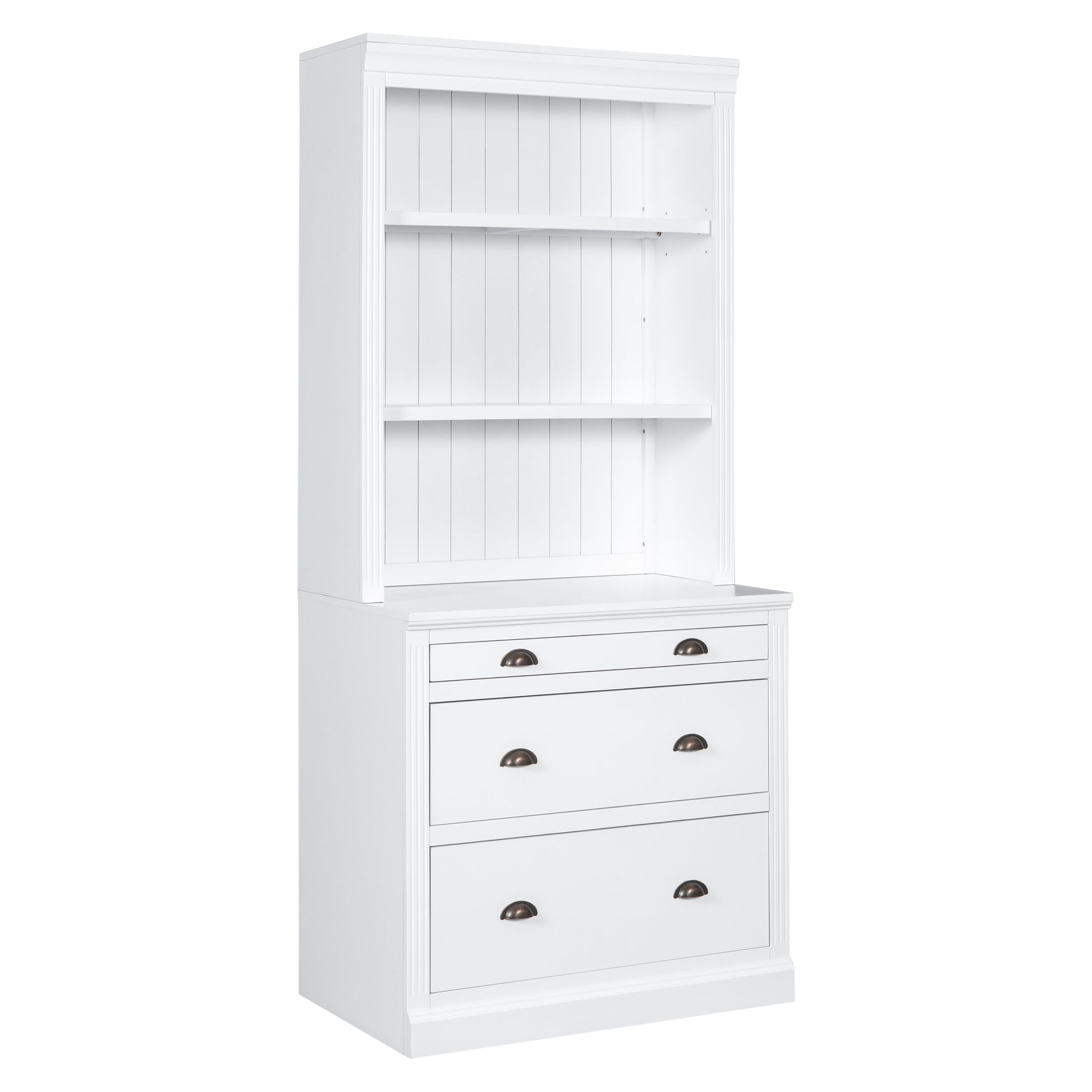 83.4"Tall Bookshelf Suite,Modern Bookcase Suite With Led Lighting, Drawers And Open Shelves,2 Piece Set Storage Bookshelf For Living Room,Home Office,White White Solid Wood Mdf