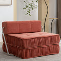 Folding Sofa Bed, Futon Sleeper Chair, Convertible Chair Floor Couch & Sleeping Mattress For Living Room, Guest Room, Home Office, Apartment, Small Space, Bed, Removable Back Cushion, Orange, 1 Seat Orange Chenille Primary Living Space Pillow Back Soft