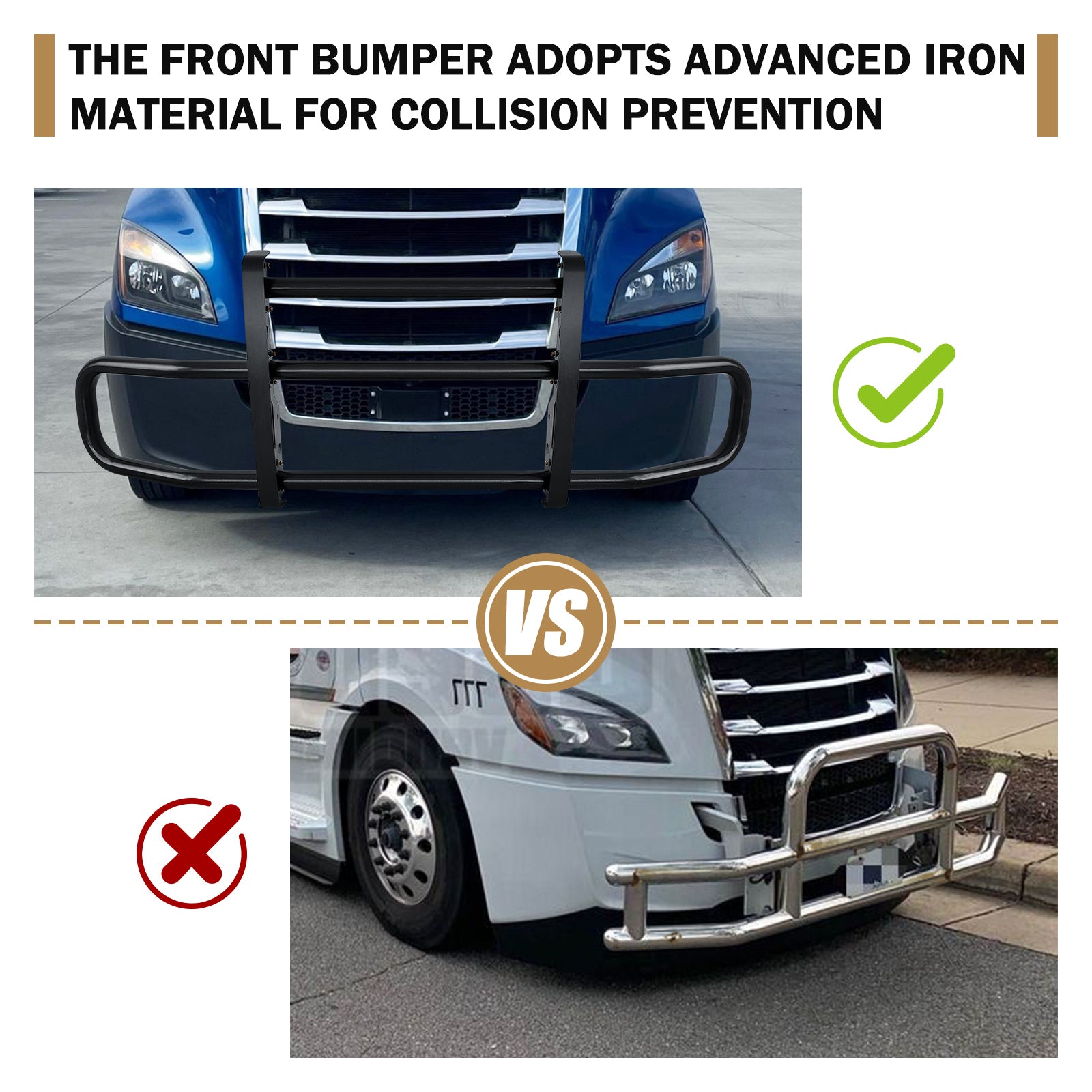 Black Lron Integrated Deer Guard For Freightliner Cascadia 2018 2022 With Brackets Black Iron