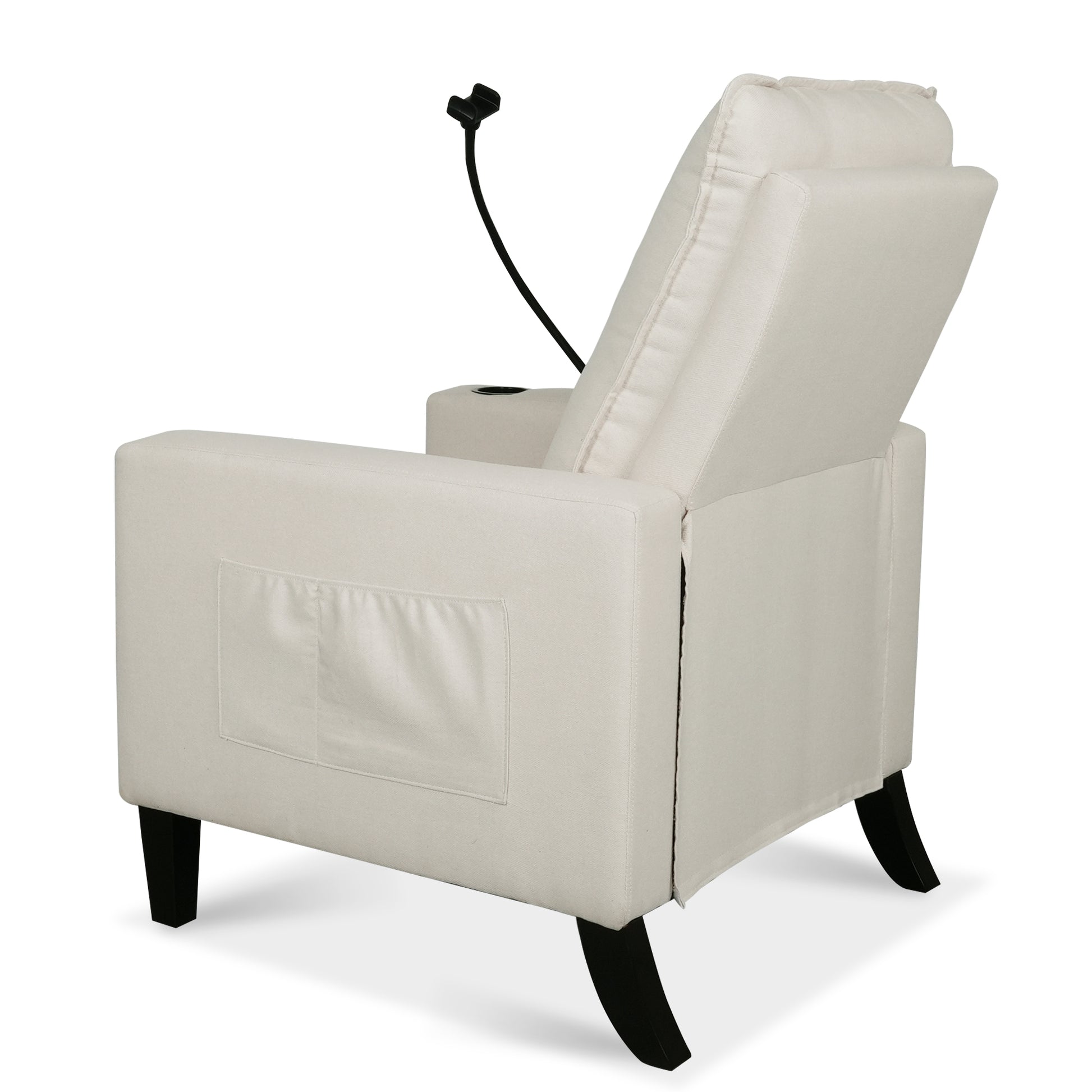 Recliner Chairs For Adults, Adjustable Recliner Sofa With Mobile Phone Holder & Cup Holder, Modern Reclining Chairs Fabric Push Back Recliner Chairs For Living Room, Bedroom, Beige Beige Foam Polyester