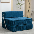 Folding Sofa Bed, Futon Sleeper Chair, Convertible Chair Floor Couch & Sleeping Mattress For Living Room, Guest Room, Home Office, Apartment, Small Space, Bed, Removable Back Cushion, Blue, 1 Seat Blue Chenille Primary Living Space Pillow Back Soft