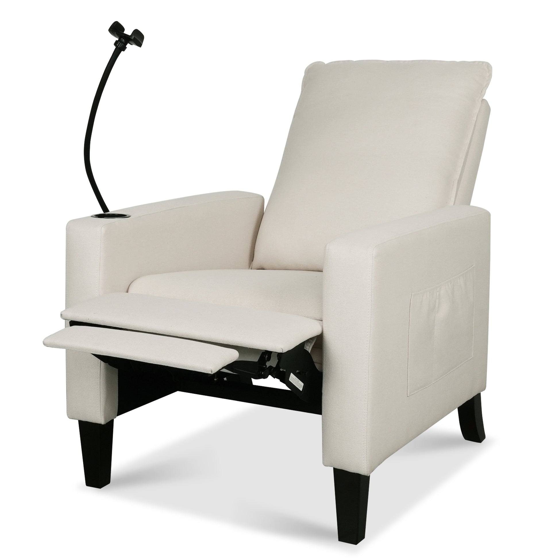 Recliner Chairs For Adults, Adjustable Recliner Sofa With Mobile Phone Holder & Cup Holder, Modern Reclining Chairs Fabric Push Back Recliner Chairs For Living Room, Bedroom, Beige Beige Foam Polyester