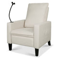 Recliner Chairs For Adults, Adjustable Recliner Sofa With Mobile Phone Holder & Cup Holder, Modern Reclining Chairs Fabric Push Back Recliner Chairs For Living Room, Bedroom, Beige Beige Foam Polyester
