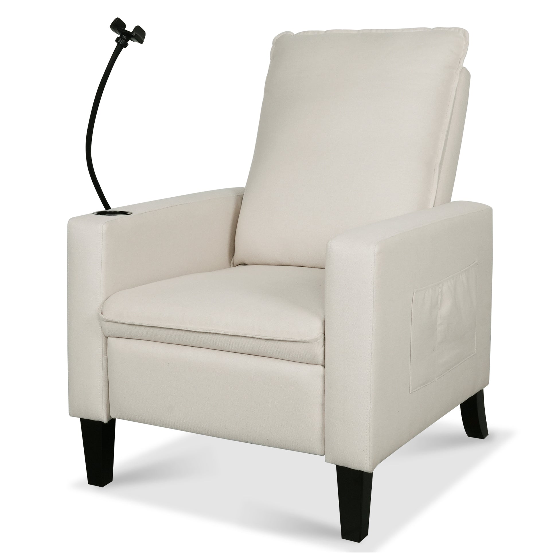 Recliner Chairs For Adults, Adjustable Recliner Sofa With Mobile Phone Holder & Cup Holder, Modern Reclining Chairs Fabric Push Back Recliner Chairs For Living Room, Bedroom, Beige Beige Foam Polyester