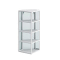Glass Door Wall Mounted Corner Cabinet With Featuring Four Tier Storage For Bedroom, Living Room, Bathroom, Kitchen, White White Metal