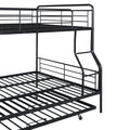 Full Xl Over Queen Metal Bunk Bed With Twin Size Trundle, Black Black Iron