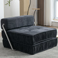 Folding Sofa Bed, Futon Sleeper Chair, Convertible Chair Floor Couch & Sleeping Mattress For Living Room, Guest Room, Home Office, Apartment, Small Space, Bed, Removable Back Cushion, Grey, 1 Seat Grey Chenille Primary Living Space Pillow Back Soft