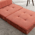 Folding Sofa Bed, Futon Sleeper Chair, Convertible Chair Floor Couch & Sleeping Mattress For Living Room, Guest Room, Home Office, Apartment, Small Space, Bed, Removable Back Cushion, Orange, 1 Seat Orange Chenille Primary Living Space Pillow Back Soft