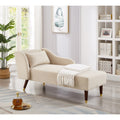 Modern Chaise Lounge Chair Velvet Upholstery Beige Beige Foam Velvet 1 Seat