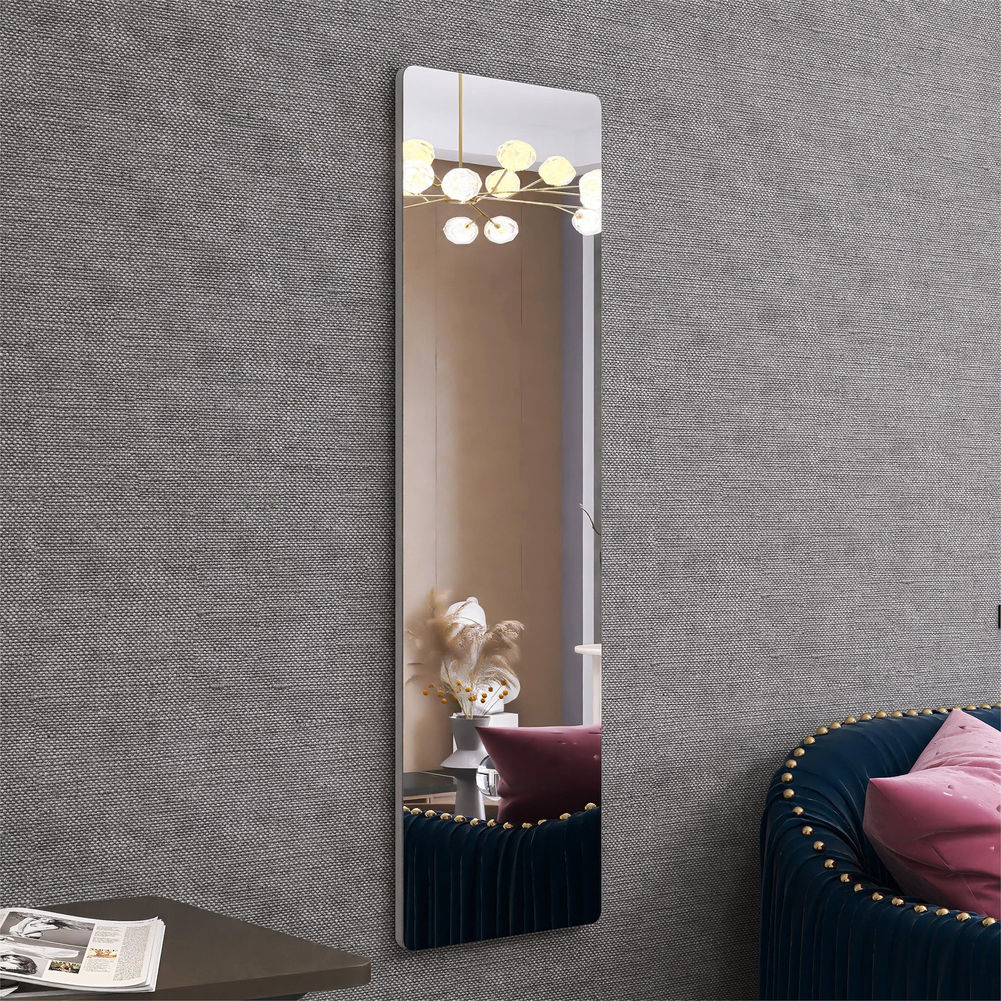 Wall Mount Mirror Set Of 2.Mdf Mirror Wall Mount At Horizontal & Vertical Hanging White Mdf