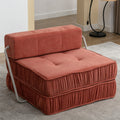 Folding Sofa Bed, Futon Sleeper Chair, Convertible Chair Floor Couch & Sleeping Mattress For Living Room, Guest Room, Home Office, Apartment, Small Space, Bed, Removable Back Cushion, Orange, 1 Seat Orange Chenille Primary Living Space Pillow Back Soft