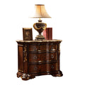 Traditional Style Night Stand Made With Wood In Dark Walnut Walnut Brown 3 Drawers Bedroom Traditional Acacia Upholstered Wood