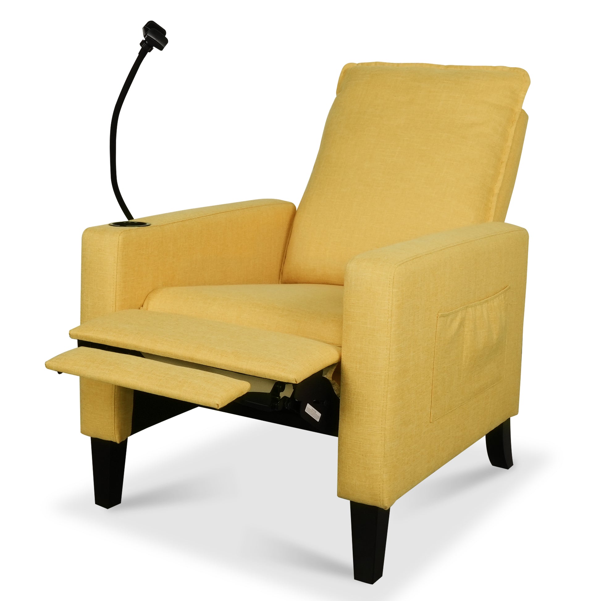 Recliner Chairs For Adults, Adjustable Recliner Sofa With Mobile Phone Holder & Cup Holder, Modern Reclining Chairs Fabric Push Back Recliner Chairs For Living Room, Bedroom, Yellow Yellow Foam Polyester