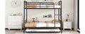 Full Xl Over Queen Metal Bunk Bed With Twin Size Trundle, Black Black Iron