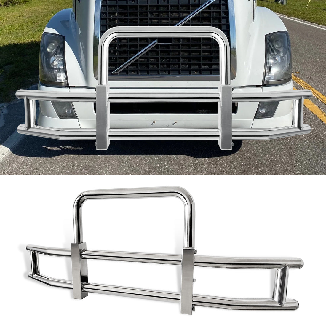 Deer Guard For Volvo Vn Vnl 2004 2017 With Brackets Stainless Steel Chrome Stainless Steel