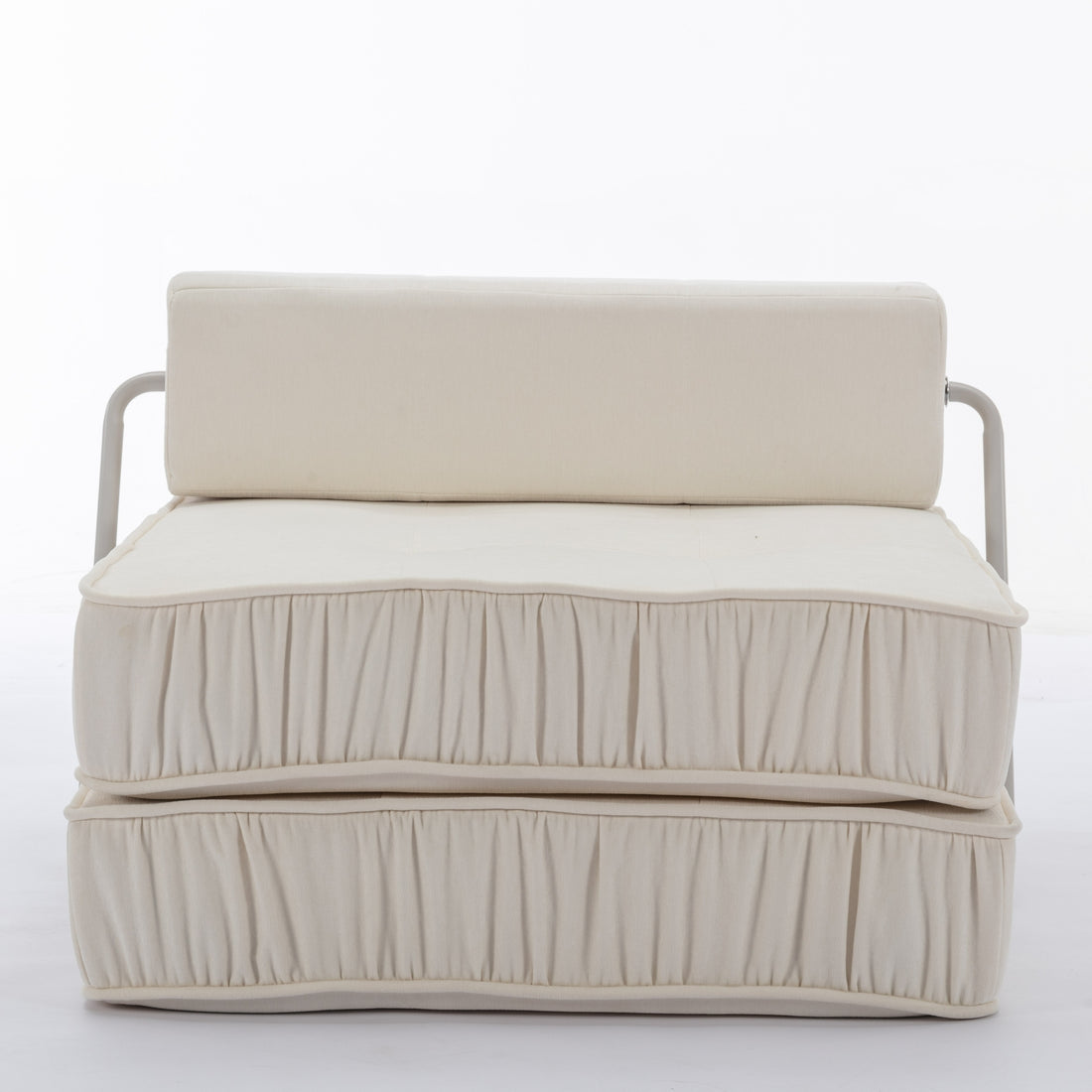 Folding Sofa Bed, Futon Sleeper Chair, Convertible Chair Floor Couch & Sleeping Mattress For Living Room, Guest Room, Home Office, Apartment, Small Space, Bed, Removable Back Cushion, White, 1 Seat White Chenille Primary Living Space Soft Pillow Back