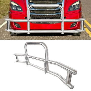 Front Bumper Deer Guard For Freightliner Cascadia 2018 2022 With Bracket G04020 Silver Stainless Steel