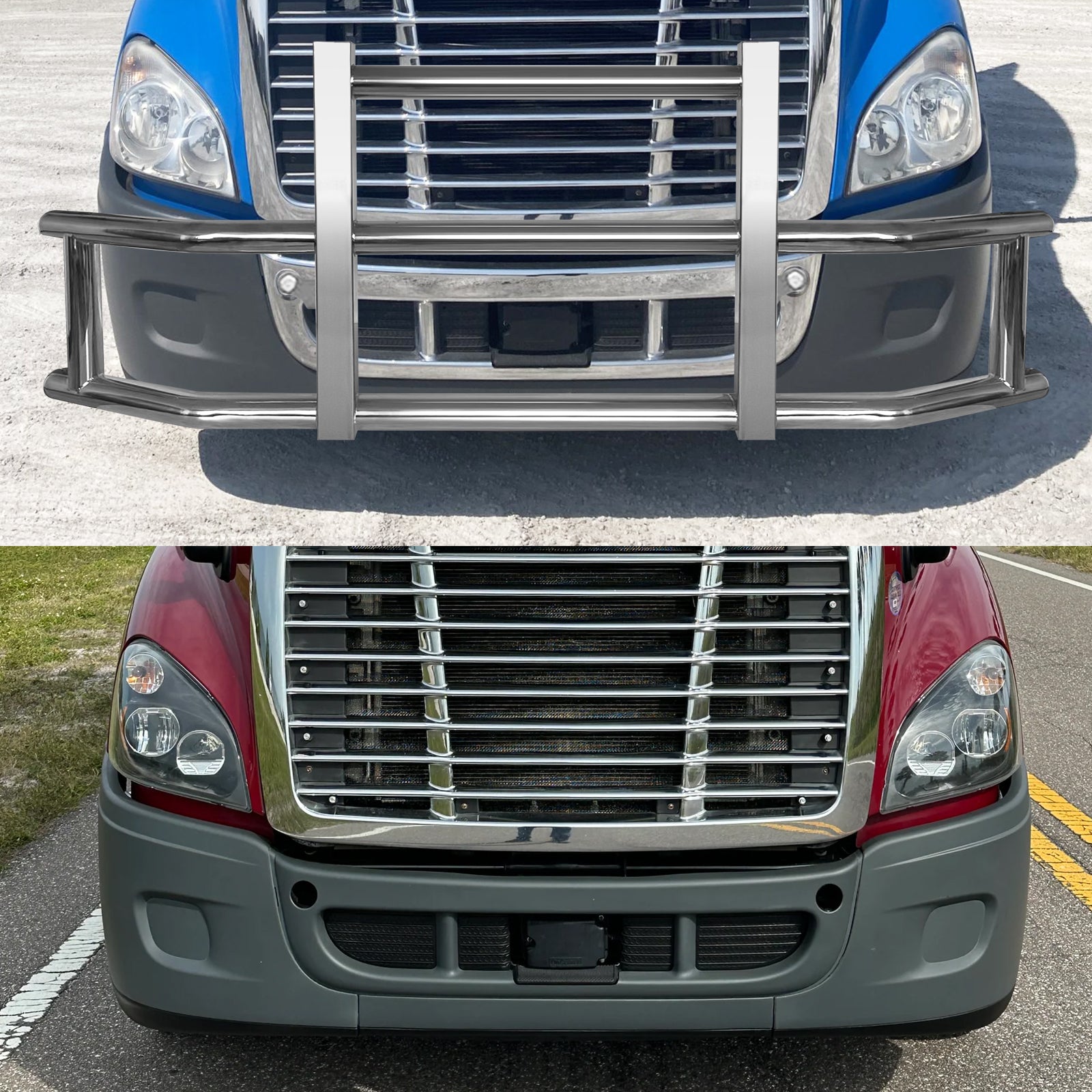 Stainless Steel Deer Guard Bumper For Freightliner Cascadia 2008 2017 With Brackets Chrome Stainless Steel