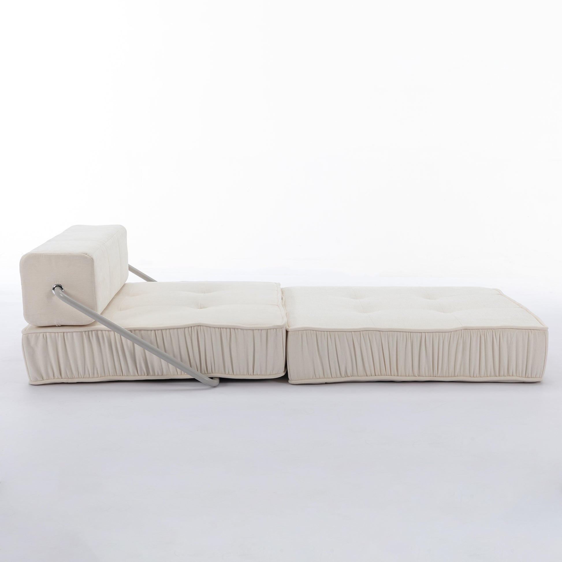 Folding Sofa Bed, Futon Sleeper Chair, Convertible Chair Floor Couch & Sleeping Mattress For Living Room, Guest Room, Home Office, Apartment, Small Space, Bed, Removable Back Cushion, White, 1 Seat White Chenille Primary Living Space Soft Pillow Back
