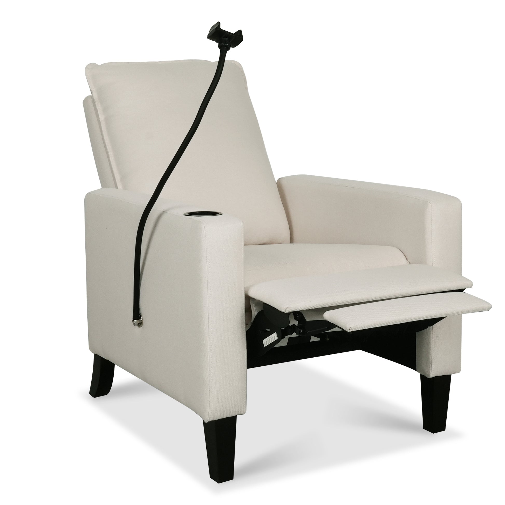 Recliner Chairs For Adults, Adjustable Recliner Sofa With Mobile Phone Holder & Cup Holder, Modern Reclining Chairs Fabric Push Back Recliner Chairs For Living Room, Bedroom, Beige Beige Foam Polyester
