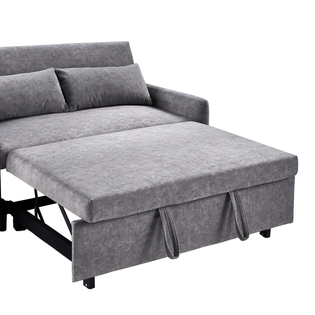 55.1" Pull Out Sleep Sofa Bed Loveseats Sofa Couch With Adjsutable Backrest, Storage Pockets, 2 Soft Pillows, Usb Ports For Living Room, Bedroom, Apartment, Office,Grey Old Sku:Wf315689Aae Grey Foam Microfiber 2 Seat