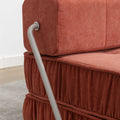 Folding Sofa Bed, Futon Sleeper Chair, Convertible Chair Floor Couch & Sleeping Mattress For Living Room, Guest Room, Home Office, Apartment, Small Space, Bed, Removable Back Cushion, Orange, 1 Seat Orange Chenille Primary Living Space Pillow Back Soft