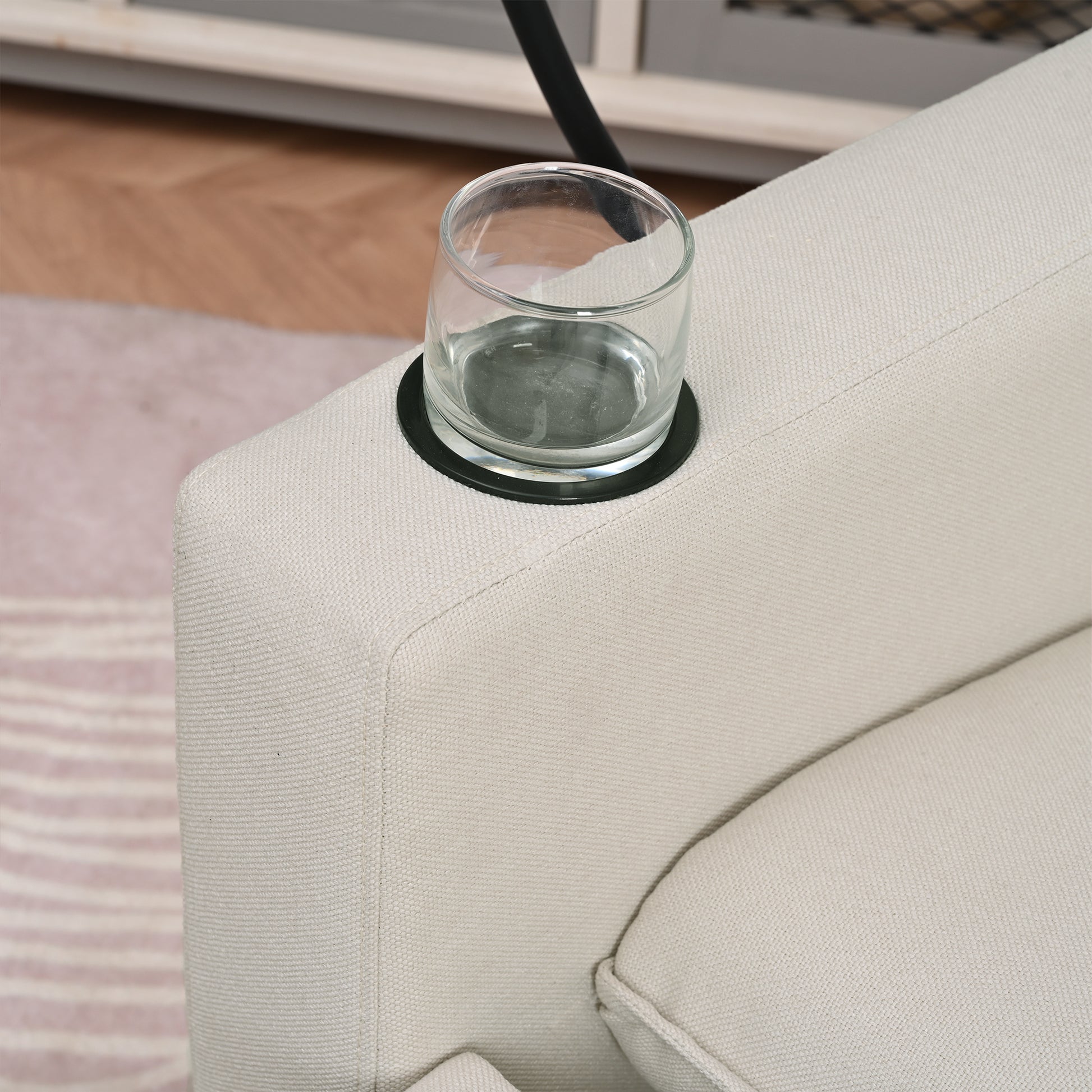 Recliner Chairs For Adults, Adjustable Recliner Sofa With Mobile Phone Holder & Cup Holder, Modern Reclining Chairs Fabric Push Back Recliner Chairs For Living Room, Bedroom, Beige Beige Foam Polyester