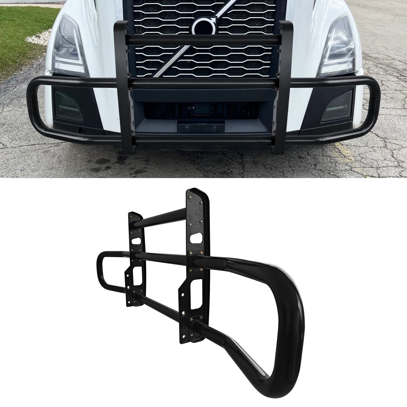 Black Lron Integrated Deer Guard For Volvo Vn Vnl 2018 2022 With Brackets Black Iron