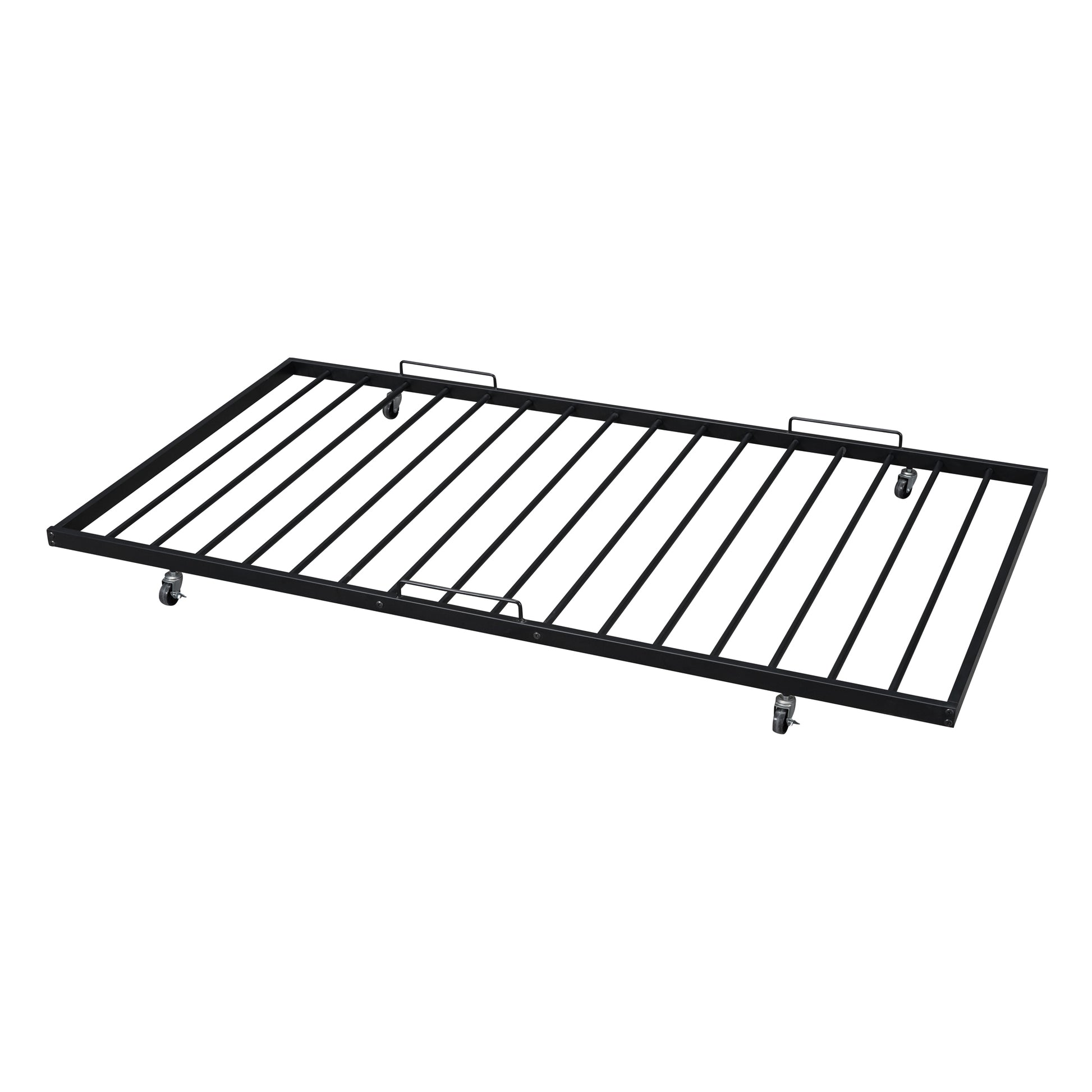 Full Xl Over Queen Metal Bunk Bed With Twin Size Trundle, Black Black Iron