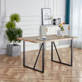 Mdf Wood Colour Dining Table And Modern Dining Chairs Set Of 4, Mid Century Wooden Kitchen Table Set, Metal Base & Legs, Dining Room Table And Suede Chairs Natural Wood Dining Room Mid Century Modern Mdf Mdf